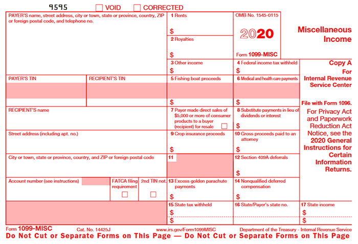 Form 1099 MISC Instructions How To Fill Out Form 1099 MISC For 2020